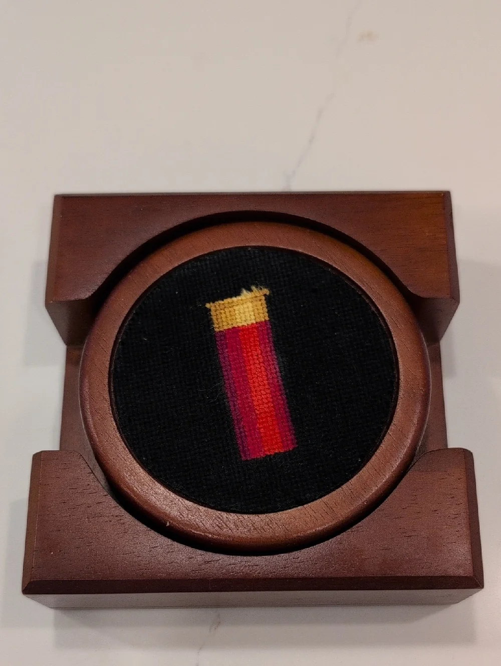 Smathers & Branson Shotgun Shells Needlepoint Coaster Set of 4 In Wood Box